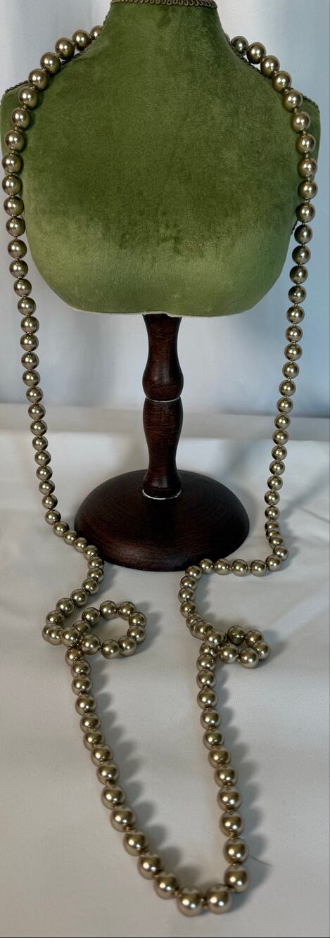 Vintage Kissaka Champagne Glass Pearl Opera Necklace – 28" Hand-Knotted Jewelry
